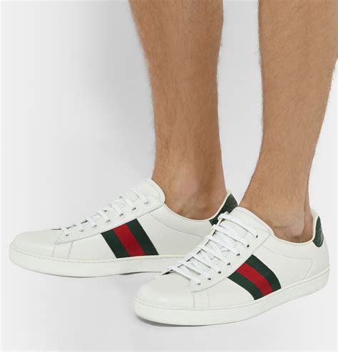 white sneakers for men gucci|Gucci men's ace leather sneakers.